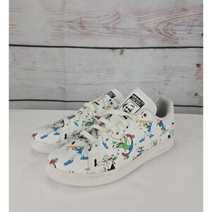 Adidas Stan Smith Kids Disney Goofy Cartoon Print White‎ Sneakers Shoes SZ 4 1/2